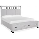 Magnussen Harper Springs King Panel Storage Bed with Metal and Wood Headboard in Silo White