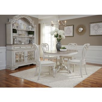 Liberty Furniture Magnolia Manor Pedestal Dining Set in Antique White