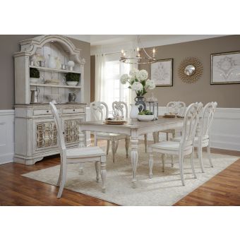 Liberty Furniture Magnolia Manor Dining Set with 1 Leaf in Antique White - #C2500S