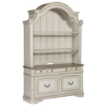 Liberty Furniture Magnolia Manor Credenza With Hutch in Antique White