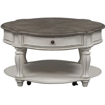 Liberty Furniture Magnolia Manor Round Cocktail Table in Antique White