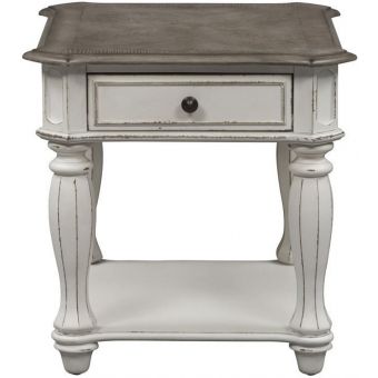 Liberty Furniture Magnolia Manor End Table in Antique White