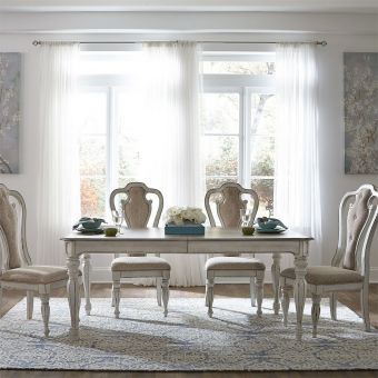 Liberty Furniture Magnolia Manor Dining Set with 1 Leaf in Antique White