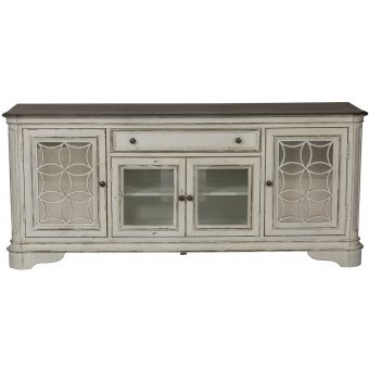 Liberty Furniture Magnolia Manor Entertainment TV Stand in Antique White